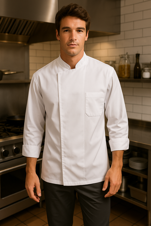 Dólmã Chef Tradicional em Brim com botão invisível